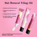Trilogy Kit for PCOS Facial Hair Removal for Women - Clinical Grade Hair Remover for Women Chin Upper Lip - 3 Step System Lasts 3-4 Weeks - Soothing Gel with Aloe Vera & Vitamin E