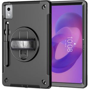 ZenRich Rugged Case for Lenovo Idea Tab Pro 12.7inch,Heavy Duty Shockproof Protective Case w/ [360 Rotating Kickstand] [Hand Strap][Shoulder Belt] for Lenovo Idea Tab Pro 2025 Release Black