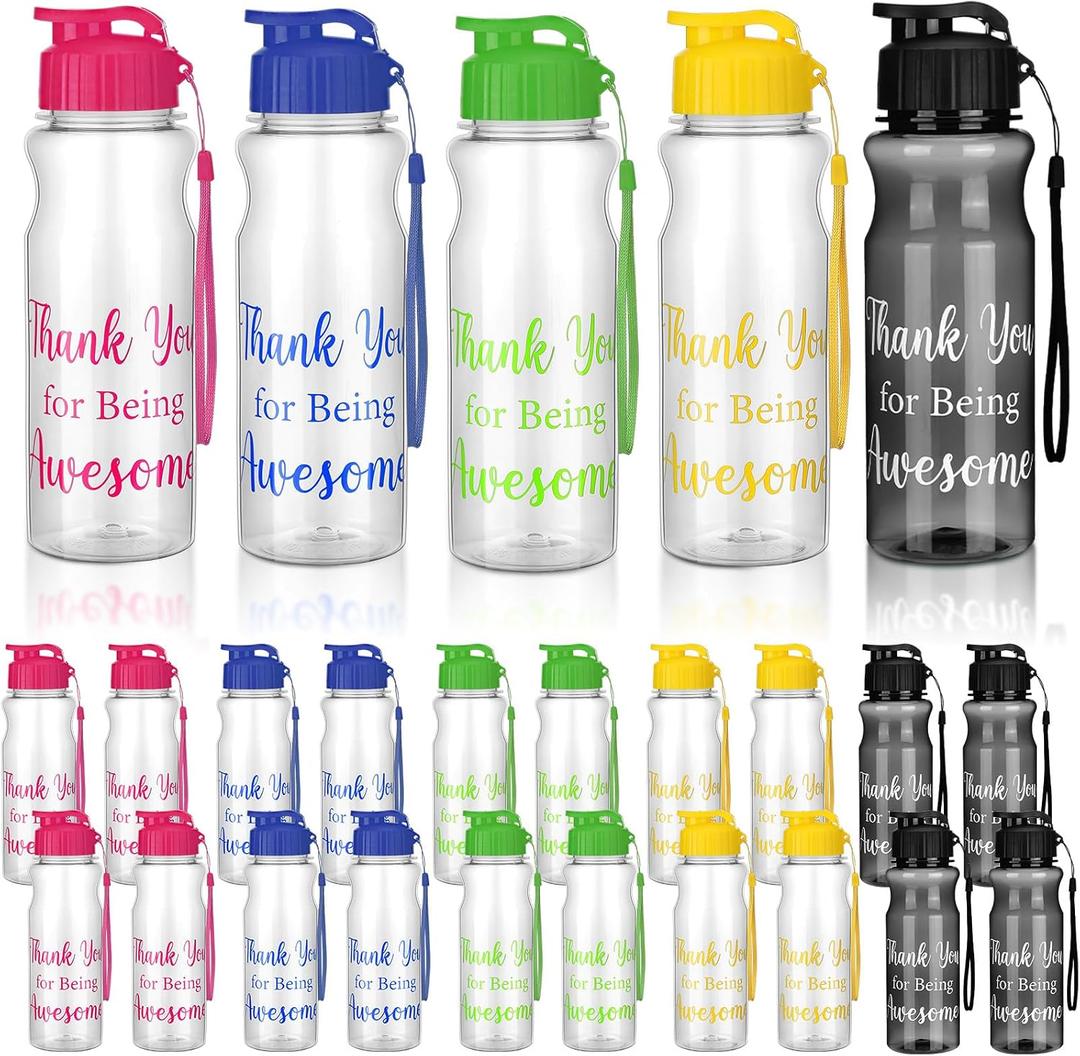 Gerrii 15 Pcs Thank You Water Bottles Bulk Employee Appreciation Gifts for Coworkers 20.3 oz Thank You for Being Awesome Water Bottles for OT Month Nurse Week