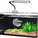 Fish Tank Kit,3.5 Gallon Small Aquarium,Ultra-Clear Nano Aquarium,Betta Fish Tank,Suitable for Small Fish Tank,Aquarium Starter kit,Desktop Fish Tank (Black Background)