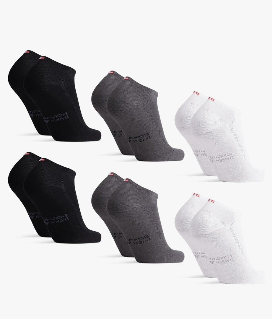 DANISH ENDURANCE Low-Cut Bamboo Viscose Ankle Socks for Men & Women, 6-Pack