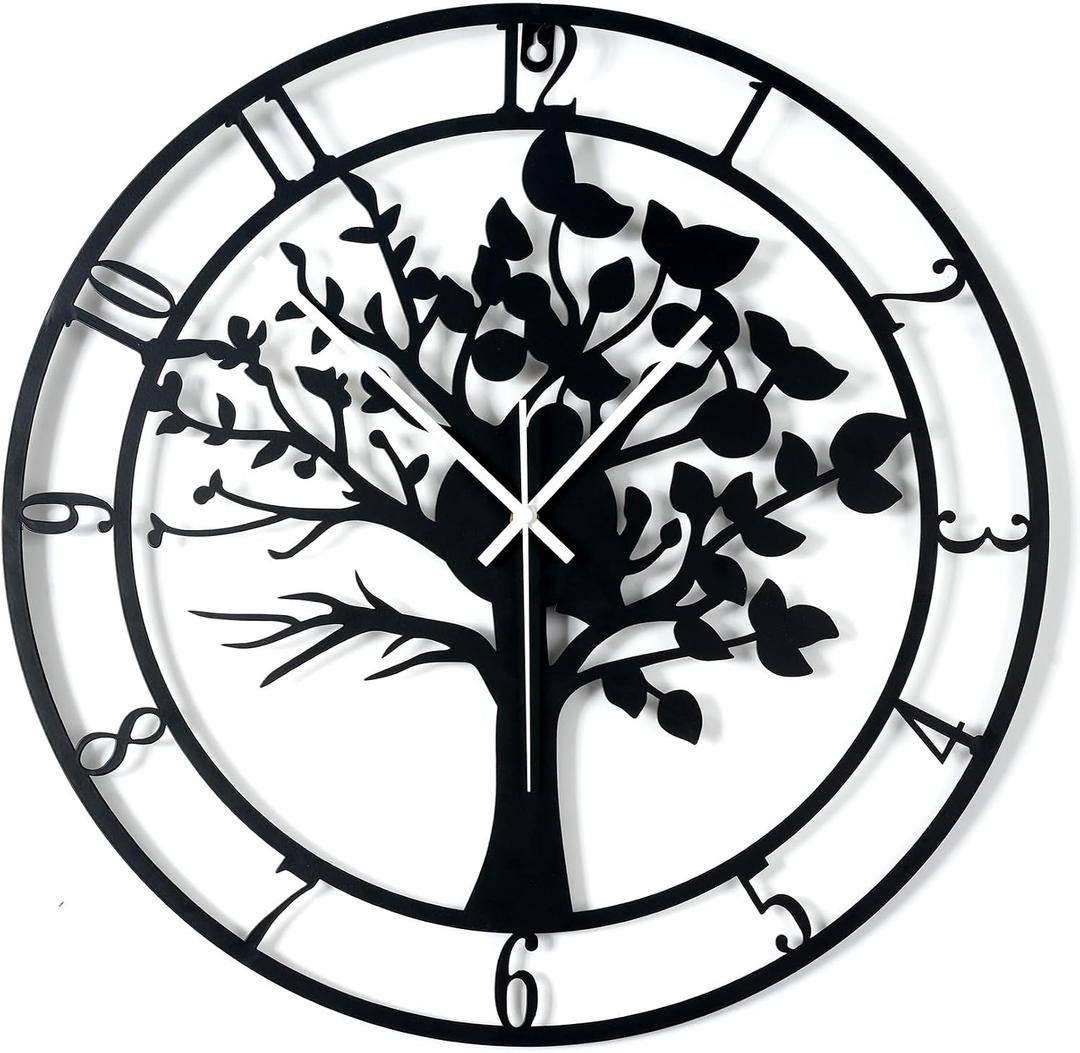 20inch/50cm Large Tree of Life Wall Clocks for Living Room Decor,Bedroom,Battery Operated Metal Big Decorative Silent Non Ticking Wall Clock for Farmhouse(Tree of Life, 20 inches)