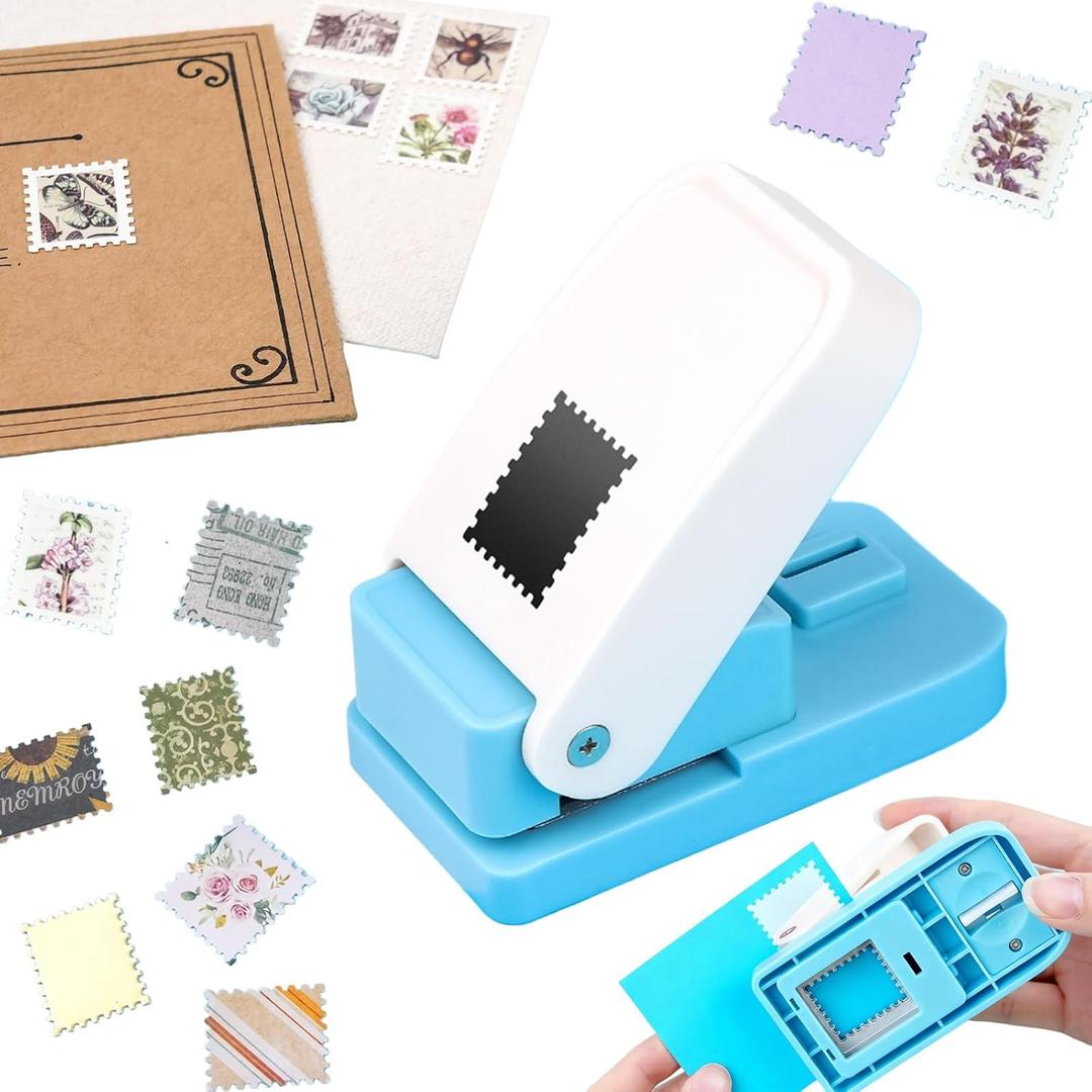 Stamp Punch, Stamp Puncher, 1X0.8inch Rectangular Postage Stamps Punches, Stamps Shaped Paper Punch, Lever Paper Punches for Crafting,Craft Cutter Hole Puncher for Scrapbooking Journaling Card Making
