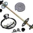 Upgraded 740mm Go Kart Live Rear Axle Complete Kit with Brake Assembly and T8F Chain Sprocket for DIY or Quad Trike Golf Carts