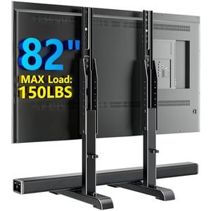 AX WABER Universal TV Stand, Table Top TV Stand Base Wobble-Free Replacement for Most 24 to 80 Inch LCD LED TVs, 7 Height Adjustable TV Legs Hold up to 150lbs, Max VESA 800x500mm, Black AX10TB02
