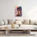 XLMDYYSW African American Wall Art Colourful Black Girl Reading Book Pictures Black Woman Canvas Prints Watercolor Butterfly Painting for Bedroom Decor Framed (Purple, 24L x 16W)