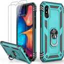 IKAZZ for Galaxy A10e Case with Screen Protector,Military Grade Shockproof Heavy Duty Protective Phone Cover Pass 16ft Drop Test with Magnetic Kickstand Car Mount Holder Turquoise