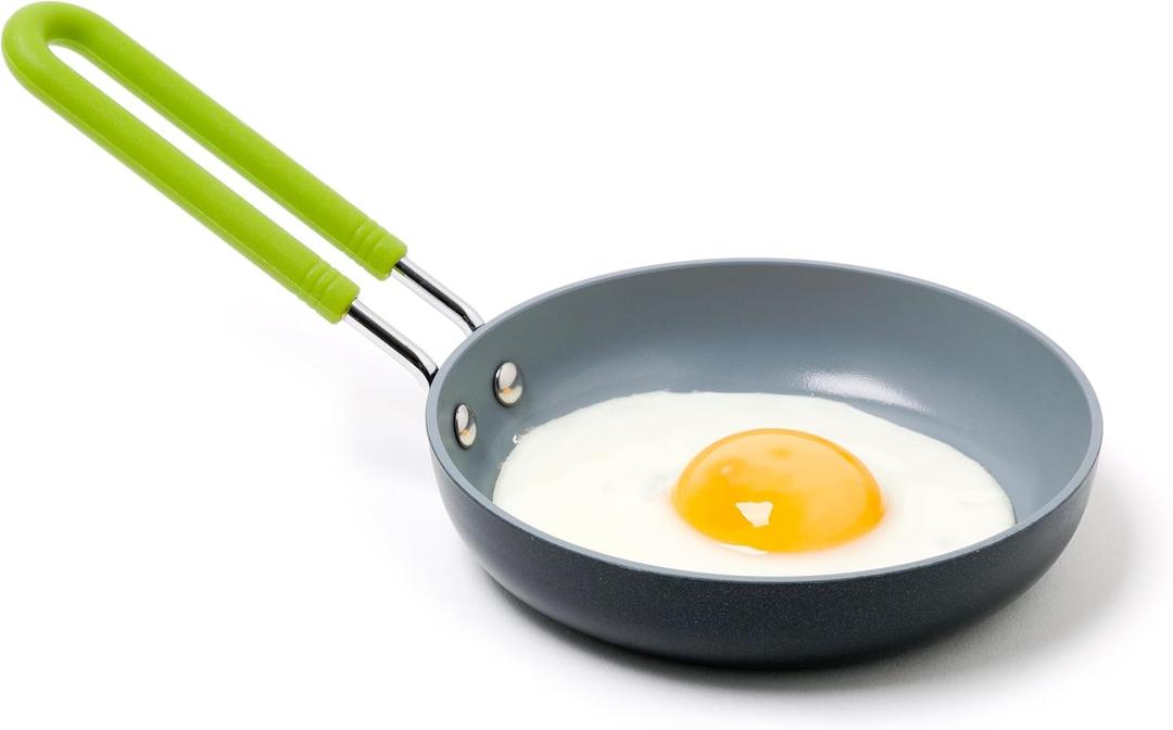 GreenPan Mini Healthy Ceramic Nonstick, 5" Round Egg Pan, PFAS-Free, Dishwasher Safe, Stay Cool Handle, Black