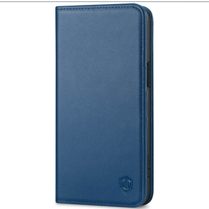 SHIELDON iPhone 15 Pro Max Genuine Leather Wallet Case, iPhone 15 Pro Max Folio Cover with Card Slots - Royal Blue
