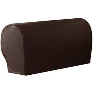 Vctops Waterproof Faux Pu Leather Armrest Covers Vintage Stretch Arm Covers for Chairs Couch Sofa Armchair Slipcovers for Recliner Sofa 2pcs, Dark Coffee