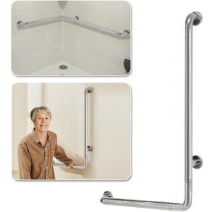 Shower Grab Bar for Seniors Toilet Safety Grab Bars L Shaped Bathroom Hand Rails Wall Mount 24 Inch x 36 Inch Grab Bar for Bathroom Bathtub Handicap Safety Grab Bar Stainless Steel Angle Bar