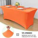 Obstal 6 Pack Stretch Spandex Table Covers for 6 Foot Tables - 6 FT Universal Rectangular Fitted Tablecloth Protector for Wedding, Banquet, Party, 72 Length x 30 Width x 30 Height Inches, Orange