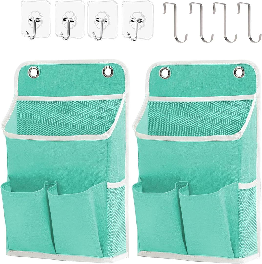 Hanging Basket for Organizing, Wall Organizer with Pockets and Over The Door Organizer Can for Home, Closet, Office and Camper (2 Green)