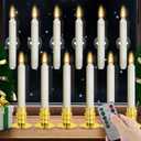 Verdenu Christmas Window Candles, 12 PCS Battery Operated Flameless LED Window Lights with Remote & Timer, 3D Flickering Taper Candle for Wedding Party Decorations