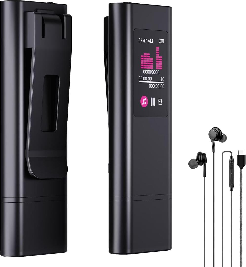 Digital Voice Recorder, 800 Hrs AI Noise Reduction, Rechargeable Voice Activated Recorder with Playback, MP3 Player Voice Activation Perfect Capture Every Word for Classes, Meetings, Interviews, (Black)