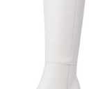 DREAM PAIRS Knee High Boots Women Chunky Block Heel Square Toe Side Zipper Tall Boots for Women (6, White)
