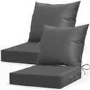 L’AGRATY Outdoor Chair Cushions for Patio Furniture：24" x 24" Deep Seat Cushions with Backrest for Couch Sofa Chair - Waterproof Fade-Resistant Patio Cushion (Set of 2,Grey)