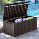 YITAHOME 120 Gallon Large Deck Box, Resin Outdoor Storage Box for Outdoor Pillows, Garden Tools and Pool Supplies, Waterproof, Lockable, Dark Brown