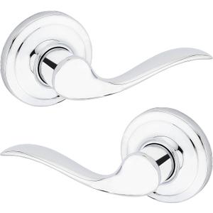 Kwikset Tustin Interior Passage Door Handle, Lever For Closet and Hallway Doors, Reversible Non-Locking Handle Lever, Polished Chrome (1 Count (Pack of 1))