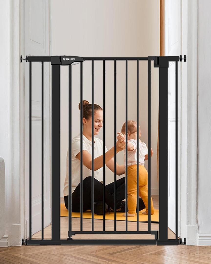 42" Extra Tall Baby Gate for Stairs Doorways, Fits Openings of 29.5" to 40.5" Wide, Auto Close Extra Wide Baby and Pet Gate for Doorways and Stairways,Pressure Mounted Dog Gates, Black (H:42 Inch)