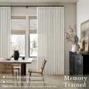 102 Inch Long Pinch Pleat Linen Curtains for Living Room 2 Panels Set Natural Cream Boho Semi Sheer Light Filtering Neutral 102 Inch Pleated Curtain with Rings Hooks Floor Ceiling Bedroom Window