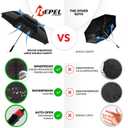 Repel Umbrella Extra Large Windproof Golf Umbrella - Covers 2 People - 60" Wide Vented Double Canopy with Reinforced Fiberglass Ribs, Waterproof Coated Canopy