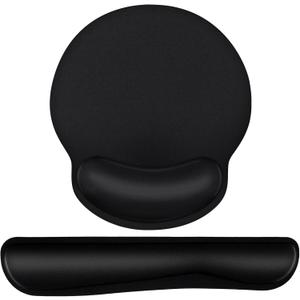 Mouse Pad and Keyboard Wrist Rest- Ergonomic Wrist Pad for Computer Keyboard and Mouse Pad, Memory Foam Wrist Support for Comfy Typing (Mouse pad Set, Classic Black)
