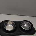 Hubulk Pet Dog Bowls 2 Stainless Steel Dog Bowl with No Spill Non-Skid Silicone Mat + Pet Food Scoop Water and Food Feeder Bowls for Feeding Small Medium Large Dogs Cats Puppies (M, Black)