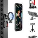 Magnetic Phone Mount for MagSafe, Maglock Tripod Adapter Magnet Golf Gym Workout Stand Metal Carabiner Dual Holder with 1/4 Screw Hole, for iPhone 16 15 14 13 12 Series Foldable Portable Accessories