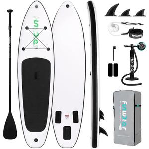 FunWater Inflatable Ultra-Light Stand Up Paddle Board for All Skill Levels with Premium SUP Paddleboard Accessories,Non-Slip Comfort Deck for Youth & Adults (Black Adventurer)