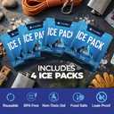4 Pack Large Reusable Ice Packs for Coolers, Long Lasting Freezer Packs for Cooler Bags and Insulated Totes, Leakproof, BPA-Free, Food Safe, 4-Pack / 600g Each