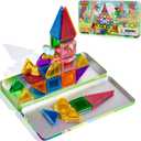 52PCS Mini Magnetic Tiles with Cute Animals, Travel Size Magnetic Construction Toys with Storage Box, Magnetic Blocks Building Toy for Kids Ages 4-8, Ideal Gift for Boys Girls Halloween Birthday