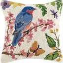 Peking Handicraft 30SER426C16SQ Bluebird Hook Pillow, 100% Wool and Cotton