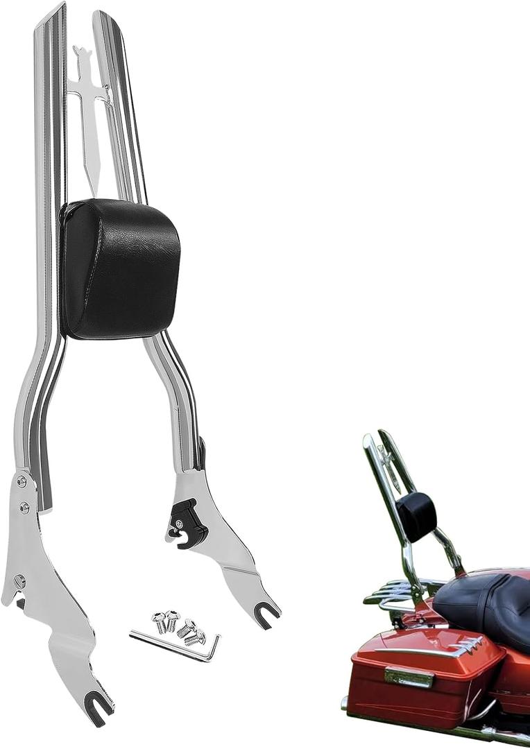 Motorcycle Detachable 30" Height Sissy Bar Passenger Backrest Rear Pad for Harley Touring Road King Street Glide Road Glide Electra Glide Ultra Limited 2009-2026 Chrome