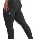 Butt Lifting Leggings with Flap Pockets Workout Cargo Leggings for Women High Waist Tummy Control Running Yoga Pants (M)