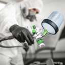 HVLP Paint Sprayer with 10pcs 600ML Mixing Quick Cup,Spray Paint Gun Set Contain 3 Nozzles 1.4/1.7/2mm &Pressure Gauge,Sprayer Gun for Car Painting,Furniture Surface Spraying (Green-Spray Gun Kit)