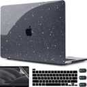 CISSOOK Black Glitter Case for MacBook Pro 13 Inch 20252020 Release Model A2338 A2251 A2289 with Touch Bar, Bling Hard Shell Cover Keyboard Skin for MacBook Pro 13 M1 M2 Sparkly