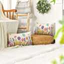 AVOIN colorlife Spring Flowers Tulip Lavender Eucalyptus Butterfly Throw Pillow Cover, 12 x 20 Inch Spring Cushion Case for Sofa Couch Set of 2