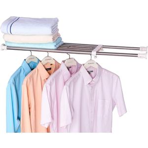 Hershii Expandable Closet Tension Shelf Rod Adjustable Storage Rack Heavy Duty DIY Organizer Divider for Wardrobe Cupboard Kitchen Bathroom