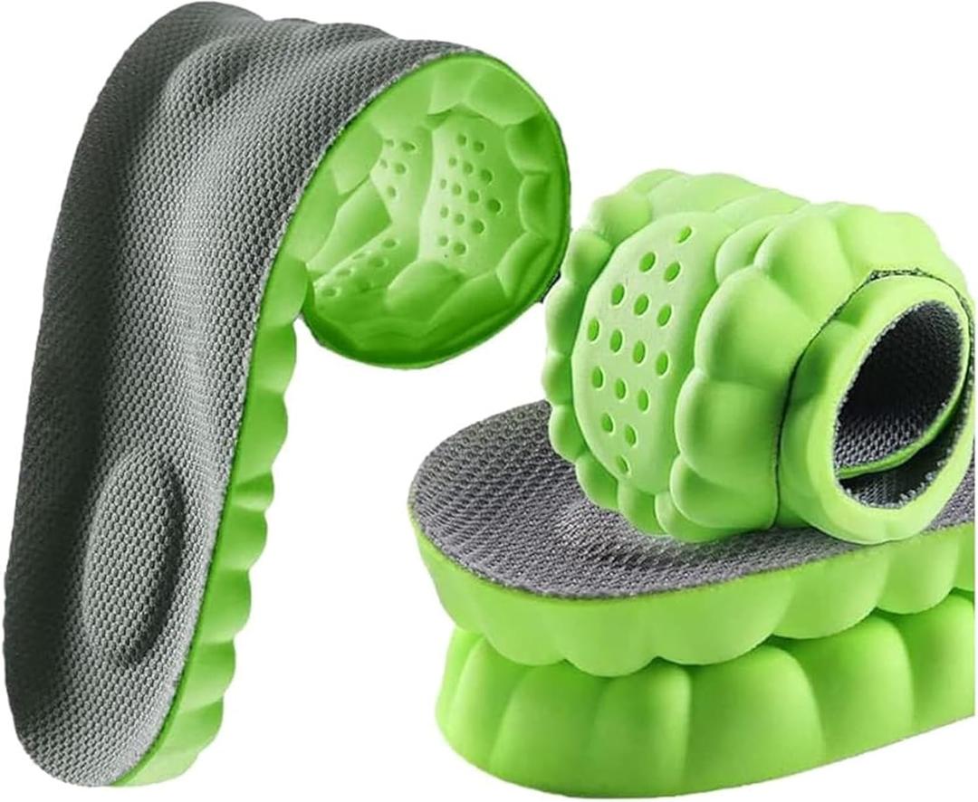 4D Cloud Technology Super Soft Comfort Insoles - U-Shape Memory Foam, Cloud Feeling, Sports Memory Foam (Green, Men 9-10.5/Women 10.5-12)