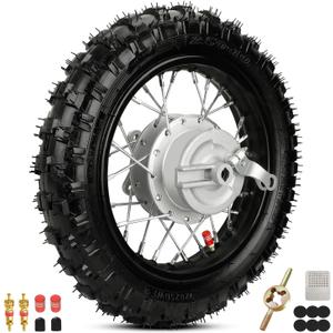 2.50-10 Dirt Bike Rear Wheel Drum Brake Assembly Compatible with CRF50 XR50 TTR50 SSR Taotao Apollo, 2.5-10 2.50x10 Tire & Rim for 50cc 70cc 90cc 110cc Pit Bike Off Road Motorcycle Parts