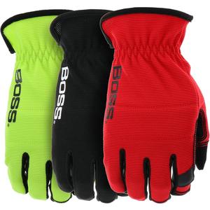 West Chester Men's High-Dexterity Work Gloves, Synthetic Leather Palm, Padded Knuckle, 3-Pack, Yellow/Blue/Black, Large, (86156-L3P)