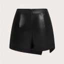 Floerns Women's PU Leather Wrap Mini Skorts High Waisted Ruched Going Out Skirt Shorts