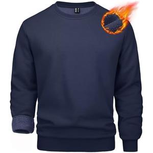 MAGCOMSEN Men's Crewneck Sweatshirt Long Sleeve Casual Warm Fleece Pullover XS/S