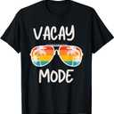 Vacation Summer Sunglasses and Palm Trees Vacay Mode Ocean Teens T-Shirt, Small