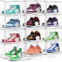 10 Pack Shoe Box Organizer Clear Plastic Stackable Shoe Boxes with Magnetic Lid Acrylic Display Case Shoe Containers for Entryway,Sneaker Storage Fit up to US Size 12