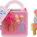 Baby Born MINIS Playset - Light Skin Tone Doll with Blue Eyes, Horse with Helmet & Carrot Accessory, Includes Reusable Carrying Case for On-The-Go Playtime