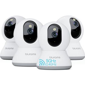 blurams Cameras for Home Security, 2K Pet Camera with Phone App, 5GHz/2.4GHz Dual-Band, 360 PTZ Indoor Cameras, 2-Way Talk, Motion Tracking, Color/IR Night Vision, Cloud&SD, Works with Alexa (4Pack)