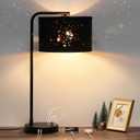 Bedside Table Lamp with USB C+A Ports, Fully Dimmable Modern Nightstand Side Lamps with Stars Shade, Tall Desk Reading Lamps for Living Room Bedroom 3000k LED Bulb Included