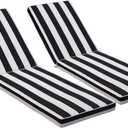 Only choice 2 Pcs Set Outdoor Lounge Chair Cushions Patio Chaise Lounge Replacement Cushions Furniture Seat Cushions(Black+White Stripes-2 pcs) 74.4"x 22.05"x 2.76"